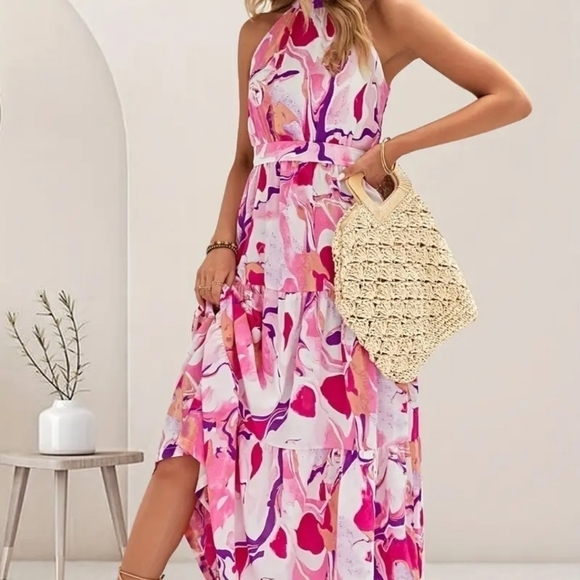 Strapless Floral Fit and Flare Elegant Maxi Dress - Picture 5 of 13